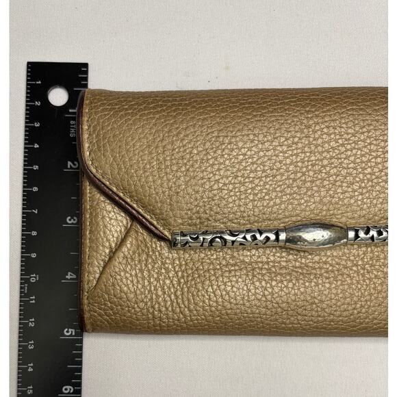 Vintage BRIGHTON Women’s Tan Shimmer Multi Divided Pocket Envelope Wallet - Picture 7 of 8